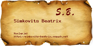 Simkovits Beatrix névjegykártya